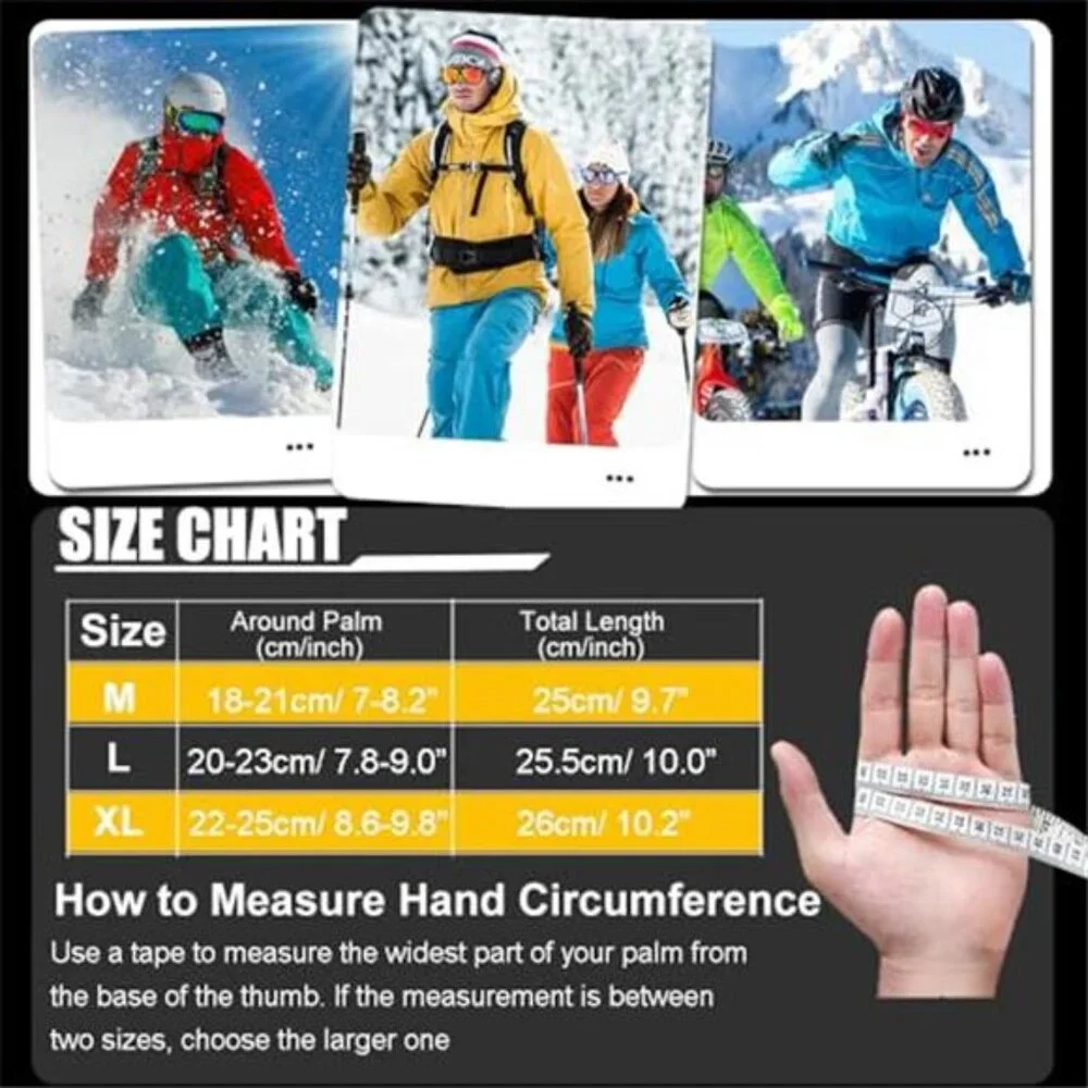 Unisex Winter Gloves Waterproof Touchscreen Thermal Snow Gloves
